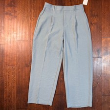 A New Day High-Rise Pleated Wide Leg Trousers Sage Green Blue Grey Womens 8