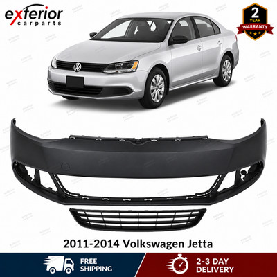 Front Bumper Primed & Bumper Grille Textured Kit For 2011-2014 Volkswagen Jetta