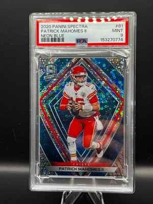 2020 Spectra Patrick Mahomes Neon Blue Disco  PSA 9 #15/60 Jersey Number JSY#