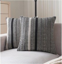 Boho Throw Pillow Covers 20x20 Inch Set of 2, Farmhouse Decorative Couch Pill...