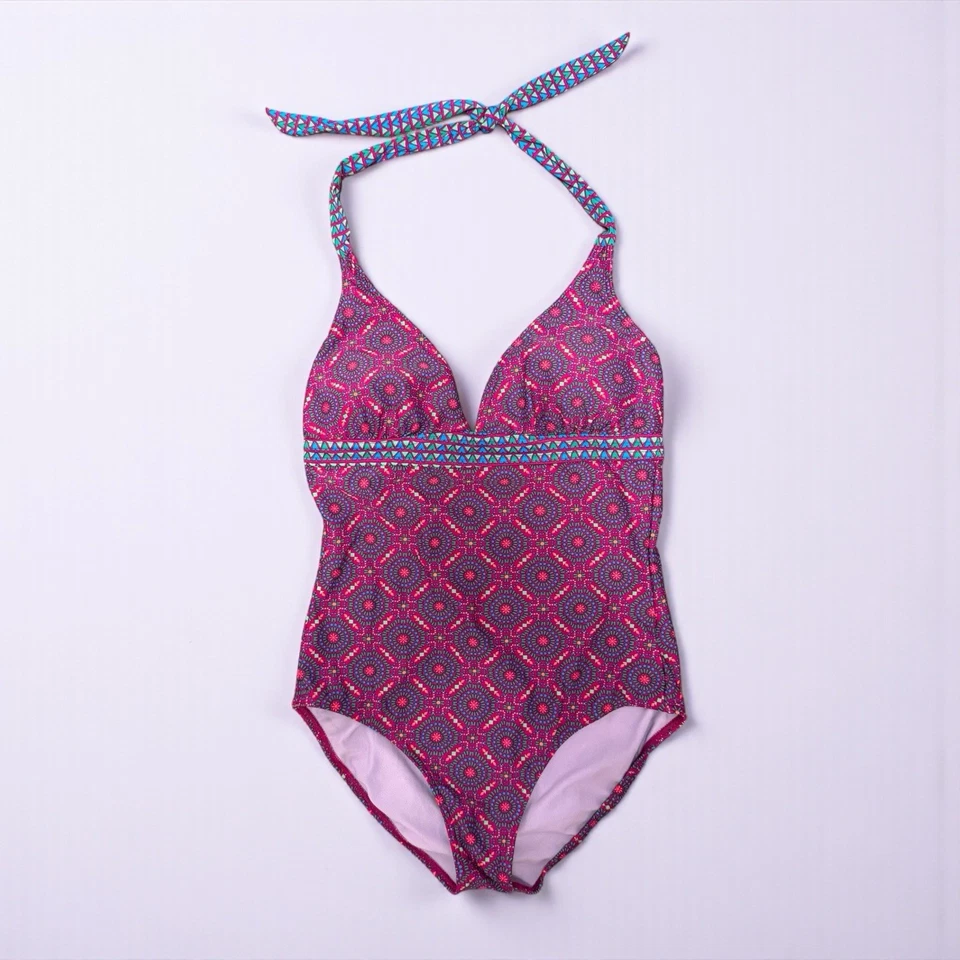 Traje de baño halter de una pieza estampado medallón Prana Lahari púrpura para mujer talla M” Foto 2 de 4