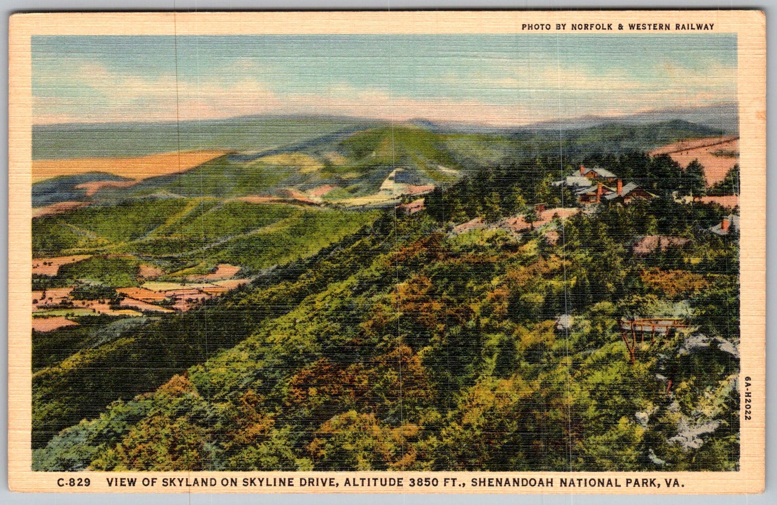 Vtg Linen Postcard Skyland Skyline Shenandoah National Park, VA 1930s