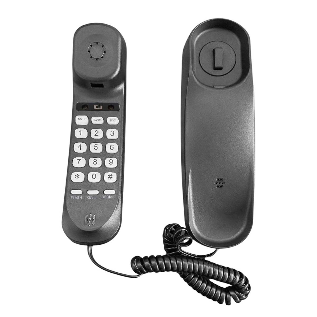 Téléphone fixe compact Avizar noir avec touches secret et rappel pour bureau