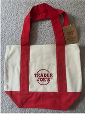 2025 RED Christmas Limited Edition Trader Joe  s Mini Canvas Tote Bag 13"Wx11HJ17