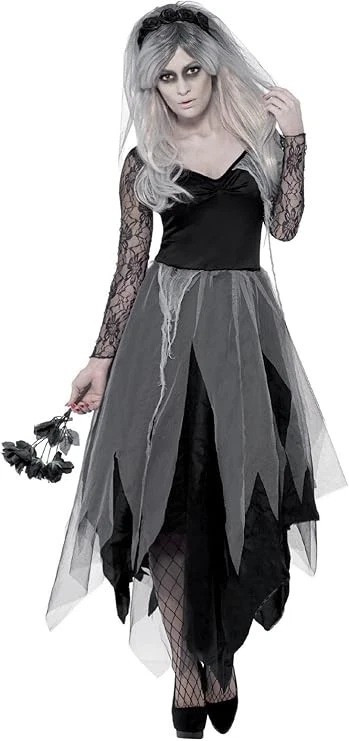 Smiffys, Damen Friedhofsbraut Kostüm, Kleid, Größe S, Halloween