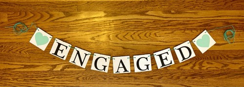 Engaged Hanging Etsy Sign Teal/White Chipboard