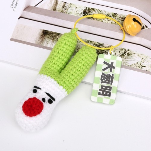 Adorable Crochet Garlic/Cabbage/Scallion/Chili Keychain Bag Charm for Students - Picture 23 of 32