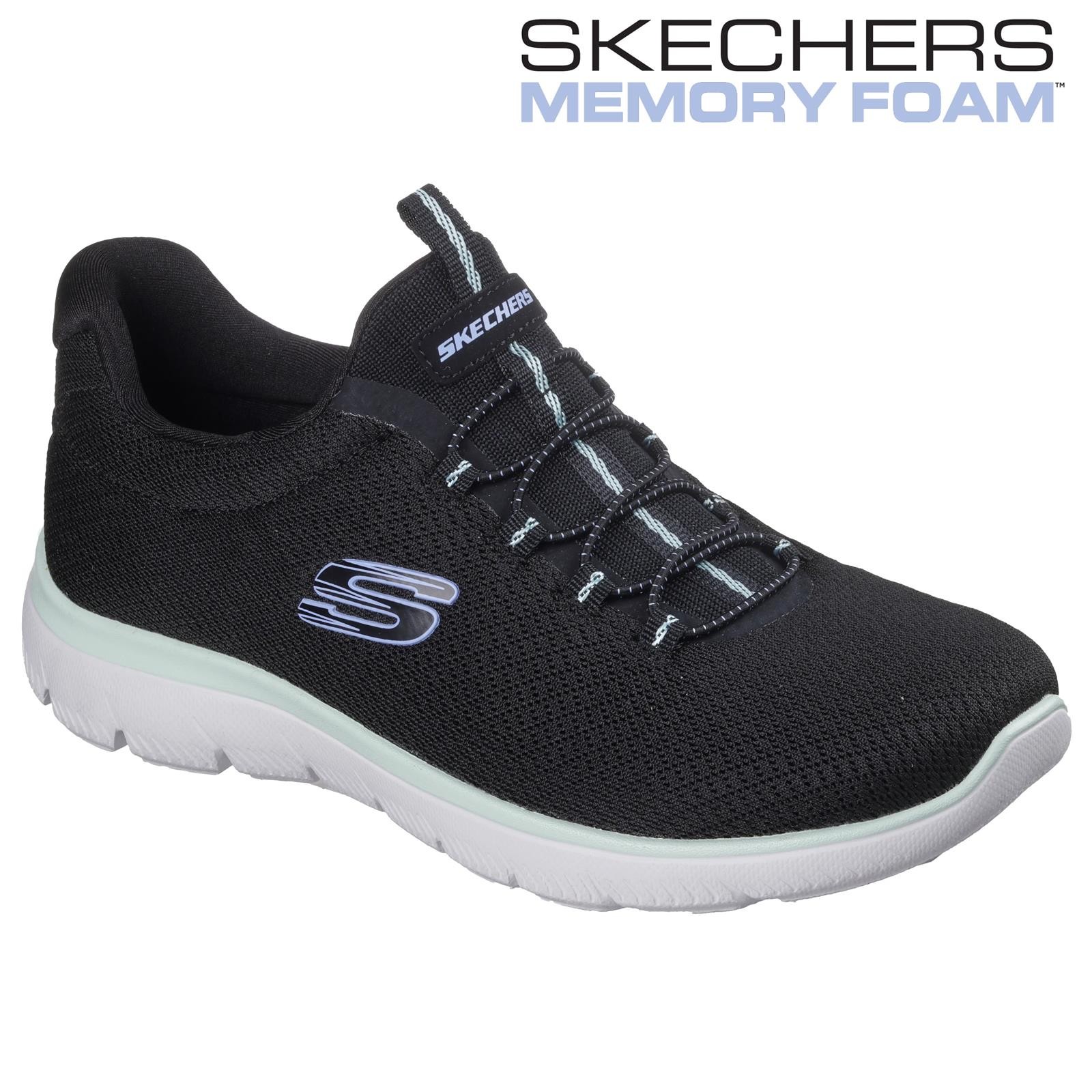 Skechers Womens Trainers Black Summits Summer Blush Memory Foam Shoes 150268
