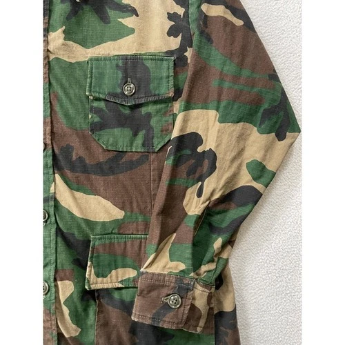 70s USA Champion's Choice Mens Large Utility Jacket Woodland Camo Ripstop Cotton image 15