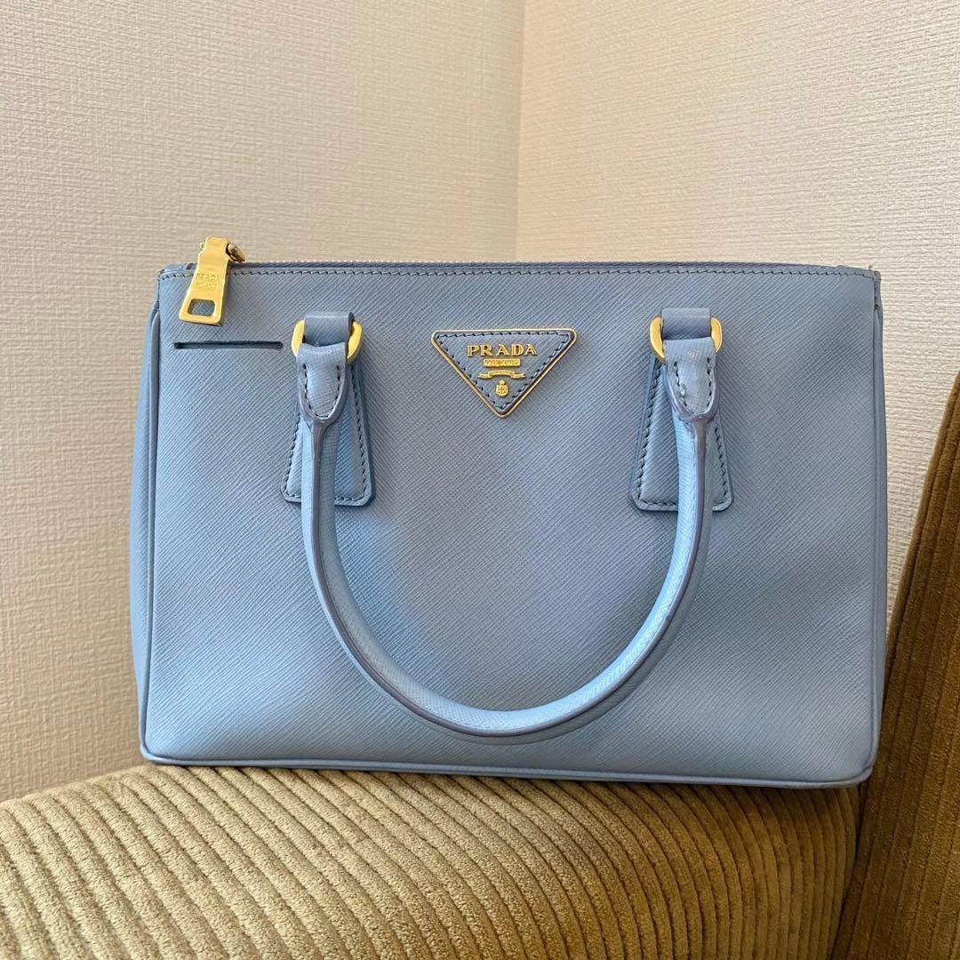 25+ PRADA Leather Exterior Blue Bags & Handbags for Women for sale