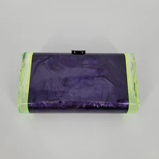 Edie Parker Lara Acrylic Clutch RARE Purple Green Ice Ends Mirror