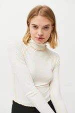 Out From Under Women's Trina Seamed Turtleneck Top in Ivory White Medium