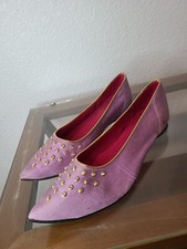 Vintage Deadstock Harem Scarums Purple Fabric Pointy Flats, Size 6.5 Retro