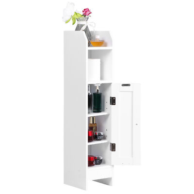 Slim Floor Storage Bathroom Cabinet with Doors Freestanding Narrow for Bathroom