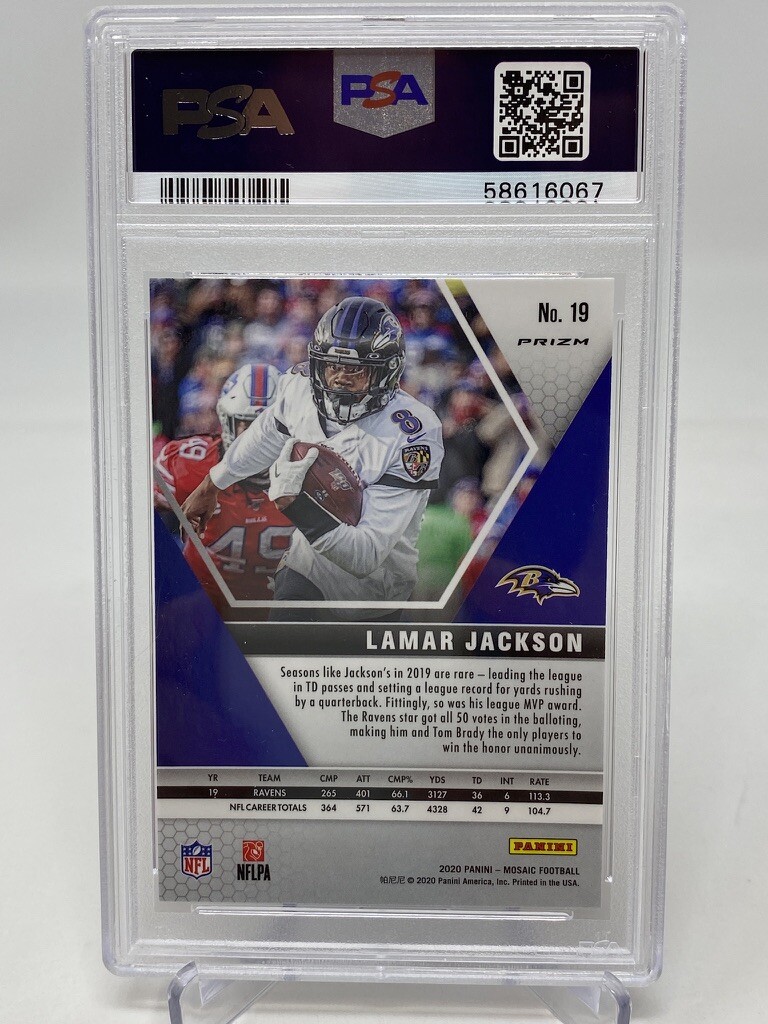 2020 Panini Mosaic Lamar Jackson Reactive Orange - PSA 10 view 6