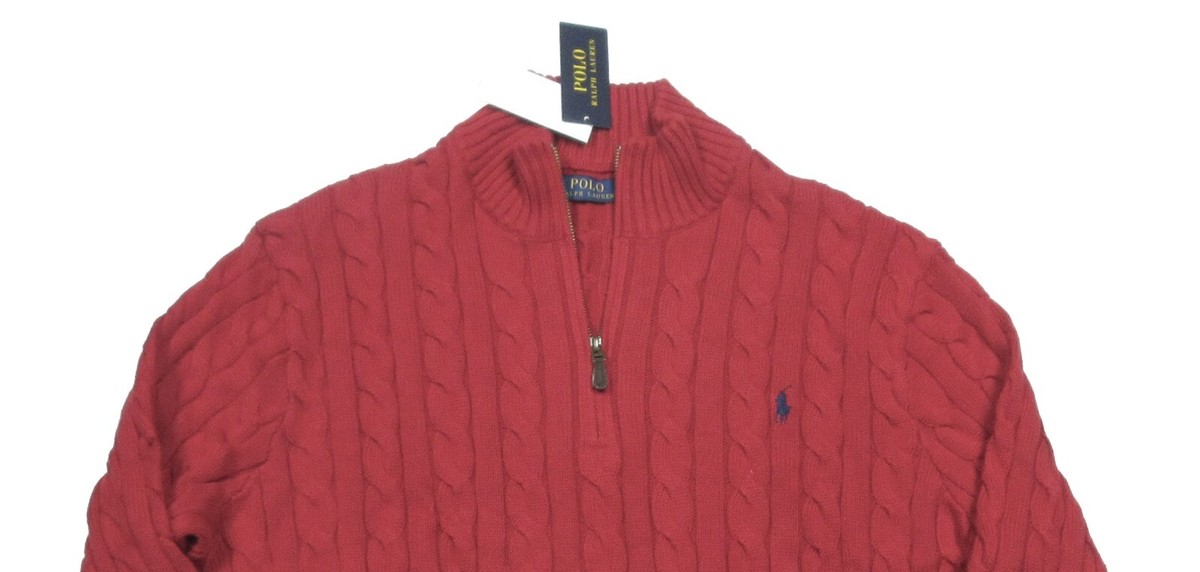 Polo Ralph Lauren Big & Tall Red Chunky Cable Knit 1/4 Zip