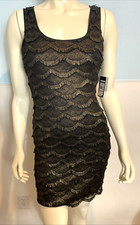 NWT Guess Black & Bronze Sleeveless Scoop Neck Fitted Dress Size 2