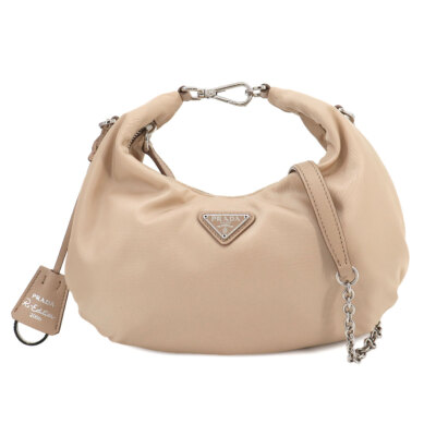 PRADA Re-Edition 2006 Shoulder Bag Nylon Leather Beige
