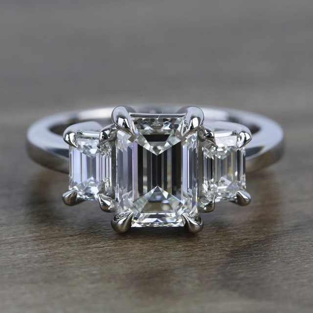 2.0ct Forever Emerald Cut Moissanite Ring 14kt Solid White Gold