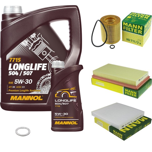 MANN-FILTER Inspektionspaket Mannol 6L Longlife 5W-30 FüR Mazda CX-7 2.3 Mzr-image