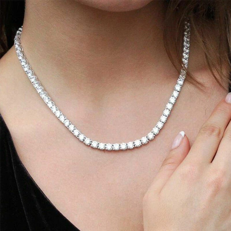 Simulated diamond cheap tennis necklace