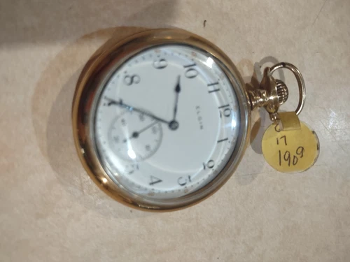 1910 15 jewels Elgin antique pocket watch with second hand gold filled case