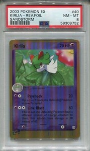 Pokemon Ex Sandstorm Reverse Foil Card #40 Kirlia PSA 8
