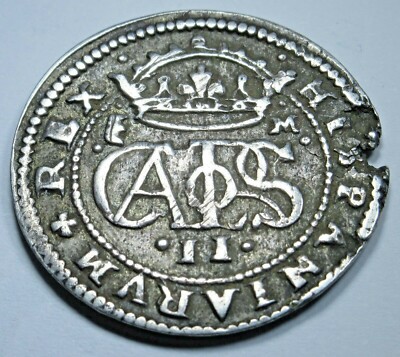 スペイン　ペソ　 1682 Spanish Silver 2 Reales Genuine Antique XF 1600's Old