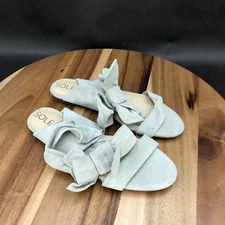 Sole Society Blue Suede Strappy Bow Sandals Womens Size 6 B