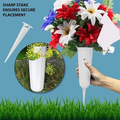 6Pieces Plastic Grave Vases with Spikes Foam for Cemetery Florals Arrangements
