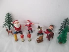 vtg lot 13 Mini 1in 2in Santa ski elf bear deer horse bottle brush tree soldier