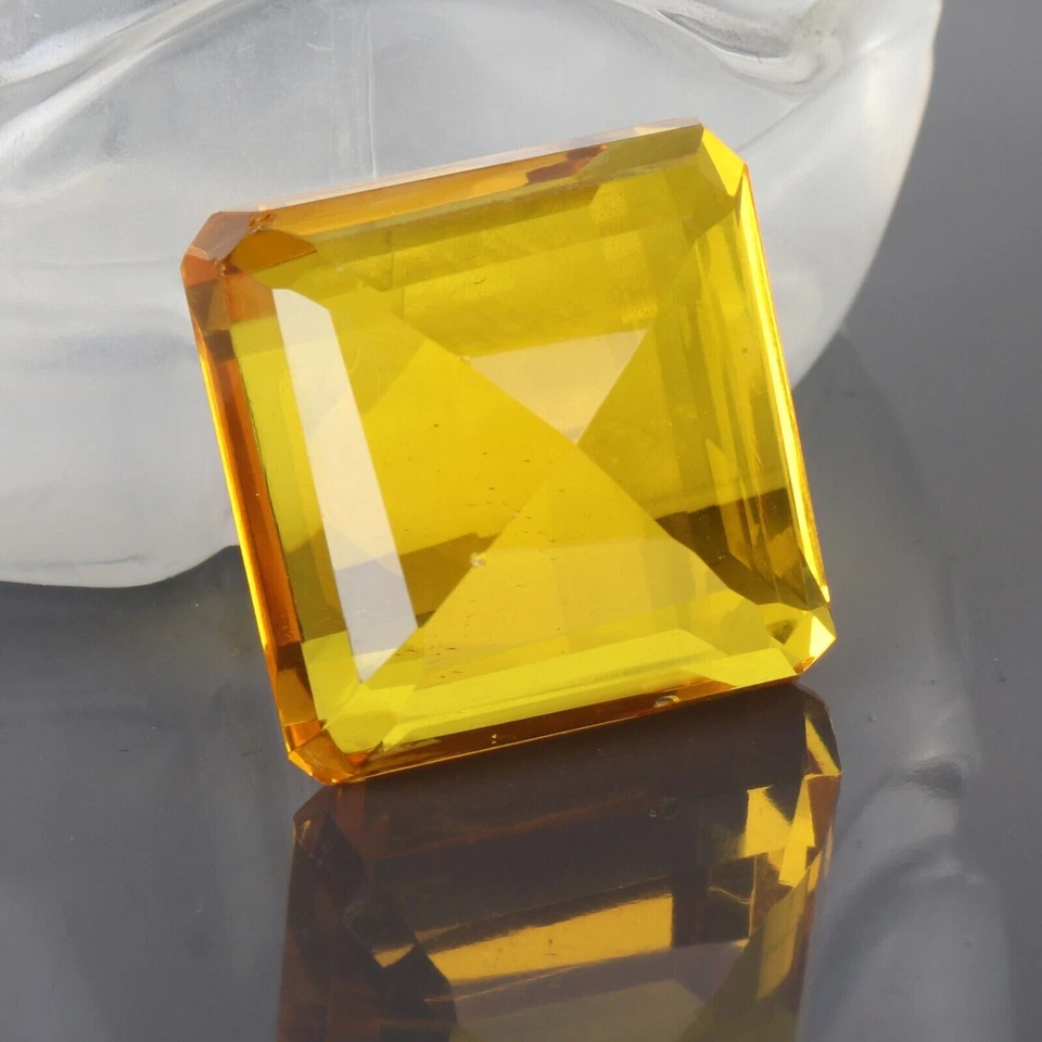 89.6 Ct. Large Yellow Citrine Square Faceted Cut Loose Gemstone 4 Ring & Pendant - Image 4 of 4