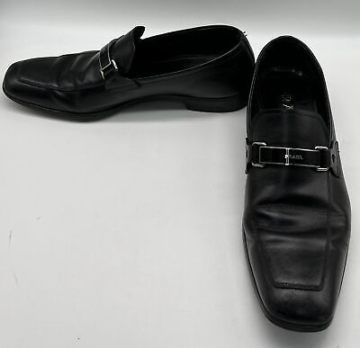 Prada Men's Black Leather Square Toe Dress Shoe w/ Black Prada Men's Black Leather Square Toe Dress Shoe w/ Black