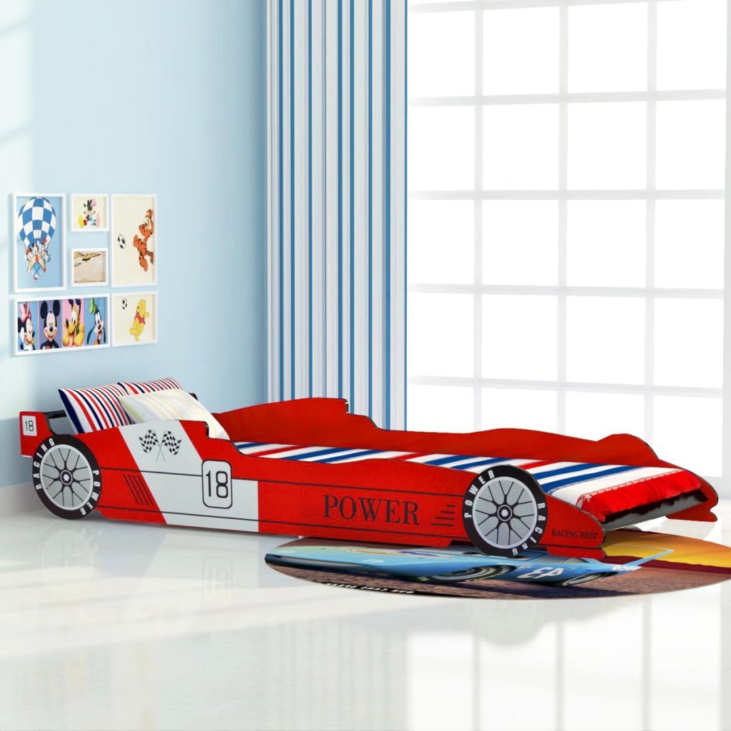 Tidyard Cama Infantil con Forma de Coche Carreras Cama para niños Marco...