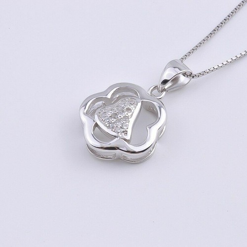 Flower Necklace Link Chain 925 Sterling 