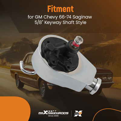 Power Steering Pump for Chevy BBC SBC 350 454 Chrome Saginaw 5/8'' Key Way Style
