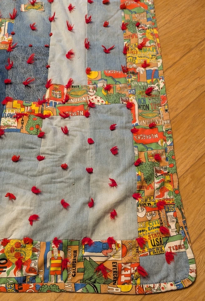 Vintage Handmade Quilt Patchwork Grandma Quilt Cottage Core Farmhouse Blanket - Image 3 of 4