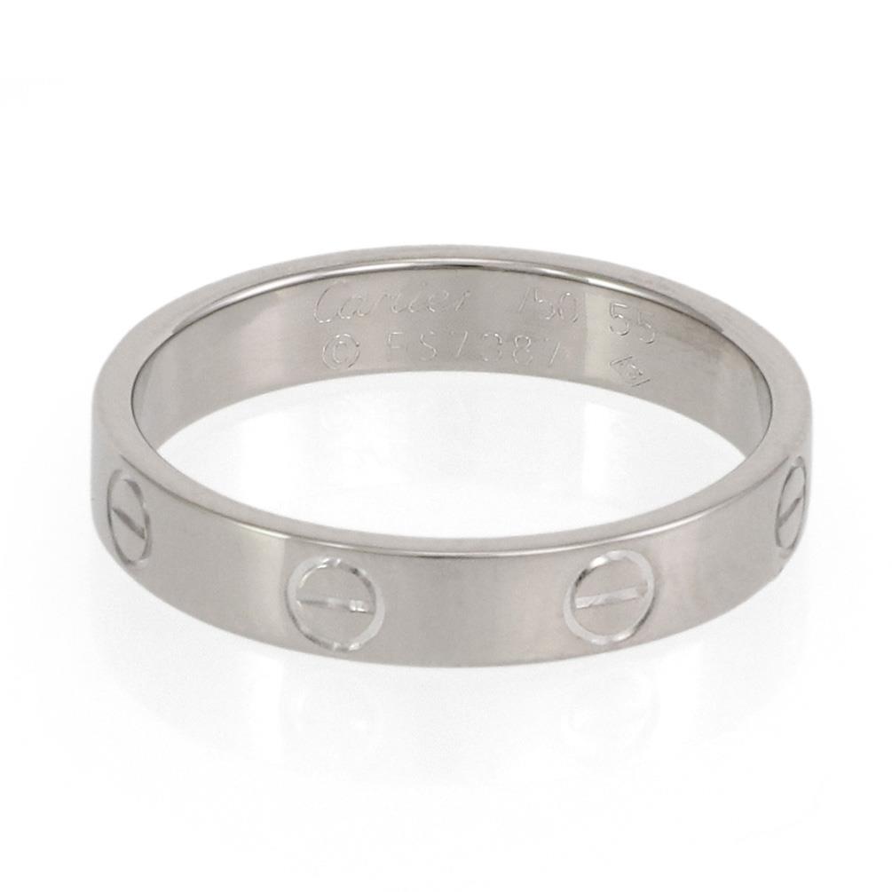 Cartier Mini Love 18k White Gold 3.5mm Wide Band Ring Size 55-US