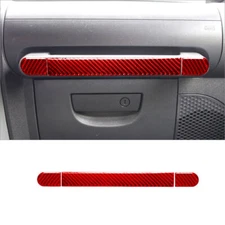 3Pcs For Jeep Wrangler Red Carbon Fiber Passenger Dash Handle Cover Trim