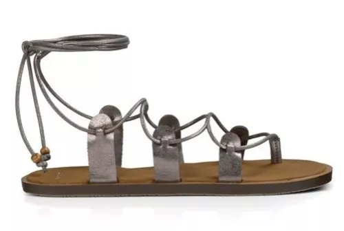 SANUK YOGA CLEOPATRA GLADIATOR SANDALS PEWTER WOMENS SIZE 5 US