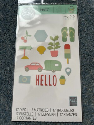 SIZZIX 17 THINLITS DIES SUMMERTIME HELLO FLIP FLOPS HELLO CAMERA PLANY 662547