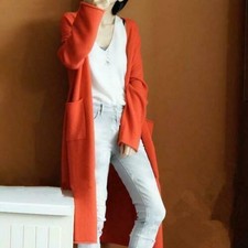 Women Cashmere blend AutumnCardigan Long Sweater With Pockets Loose Coat S-XXL