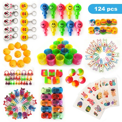 124 pcs Easter Box Prizes for Classroom Bulk Toys Kids Party Favors Boys Girls