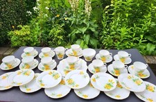 Vintage Royal Stafford Large 39 Piece Tea Set, Yellow Roses English Bone China