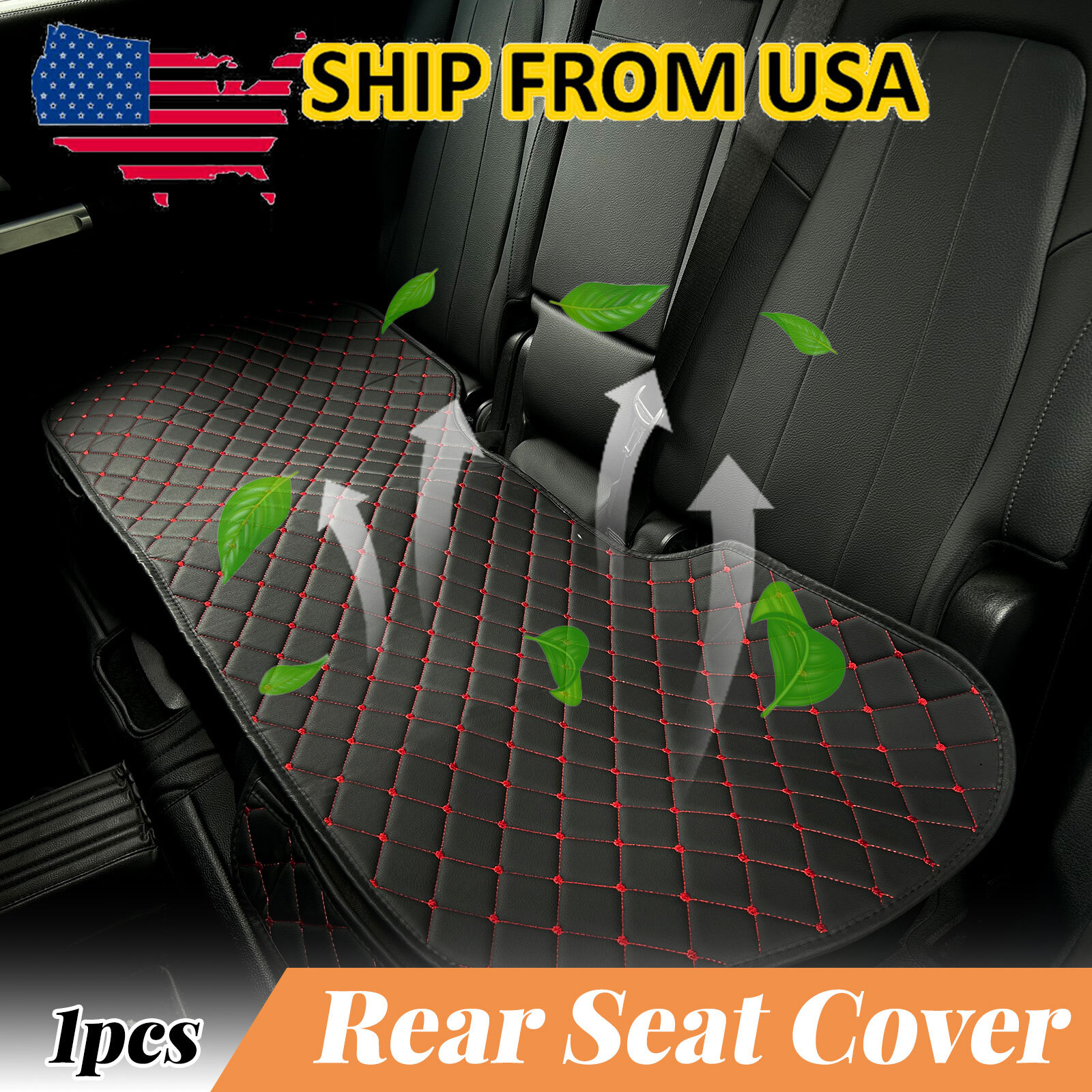 Universal Rear Car Seat Cover Protector Non-Slip Mat Black Red Chair Cushion USA
