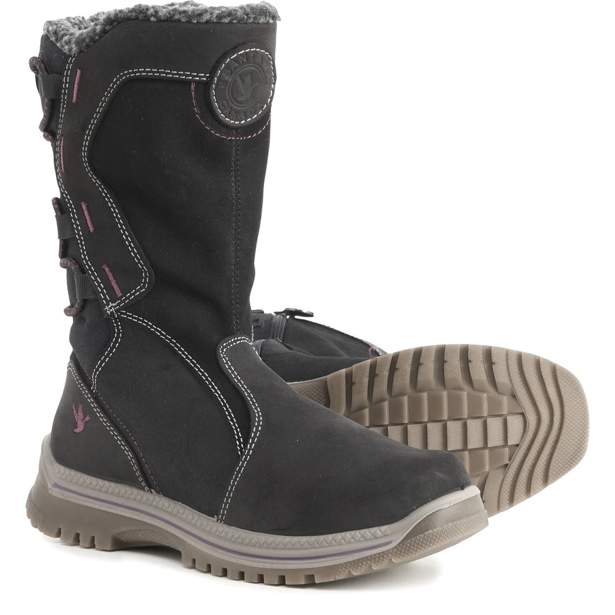 New Santana Canada Mayer 2 Black Leather Snow Boots Women s Size 9