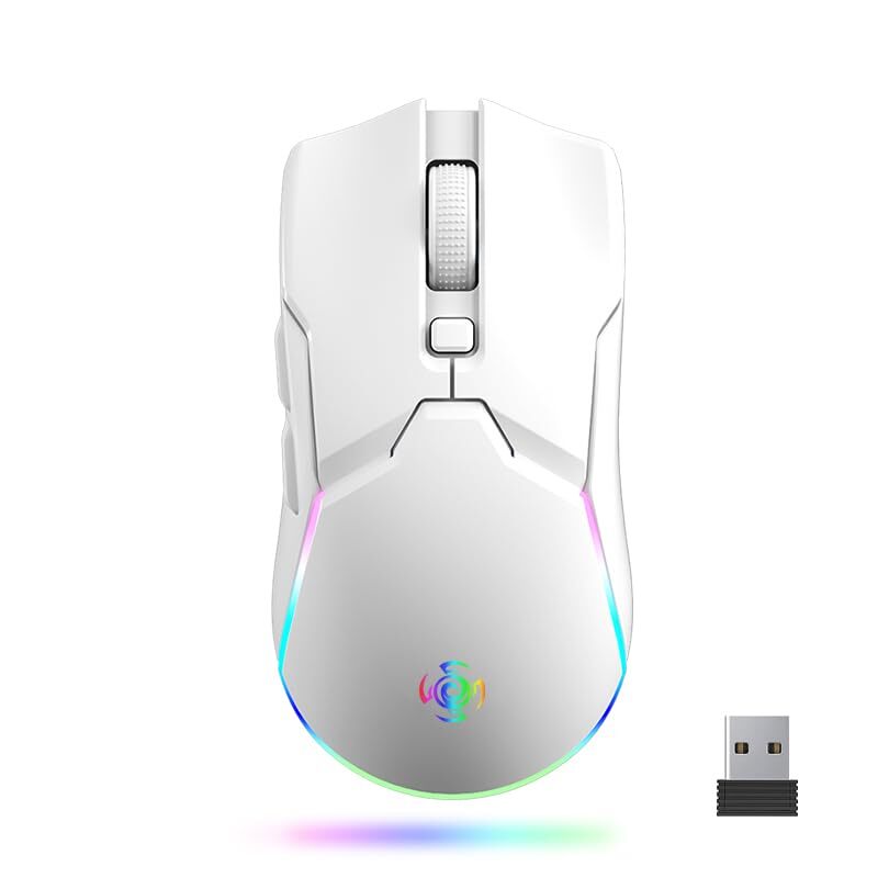 Gaming Mouse Wireless, Optical 10K DPI Sensor, Tri-Mode Bluetooth White-image
