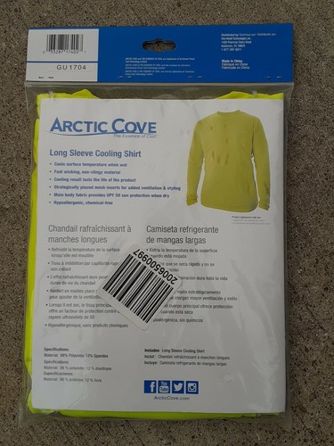 Arctic Cove XL Long Sleeve Cooling Shirt Sun Protection Safety Yellow Outdoor UV - 第 4/5 張圖片