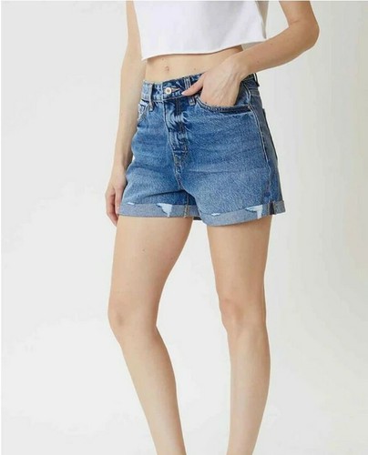 KANCAN JEANS HIGH RISE ROLL CUFF WOMENS 