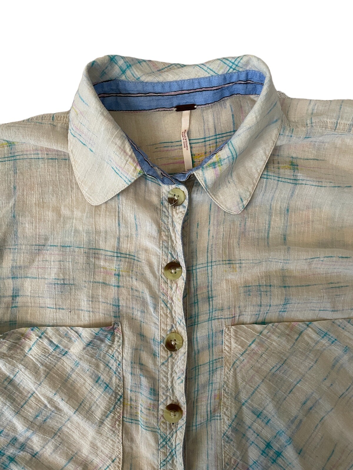 Free People Button Down Casual Collared Gauze Blo… - image 4